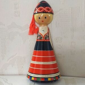 Salvo Wooden Dolls Estonia USSR Doll Handmade Painted Shelf Wall Decor